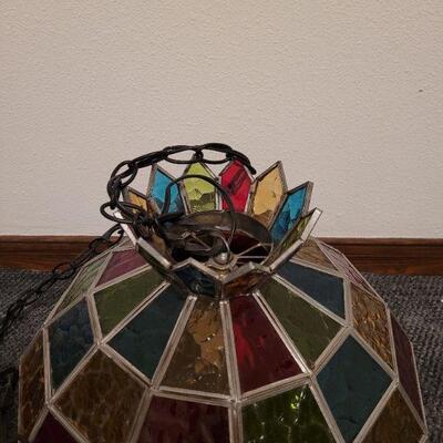 Lot 930: Mid Century Modern Multicolored Glass Hanging Light