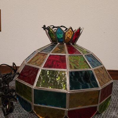 Lot 930: Mid Century Modern Multicolored Glass Hanging Light