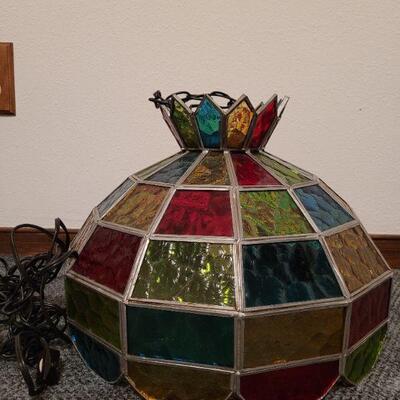 Lot 930: Mid Century Modern Multicolored Glass Hanging Light