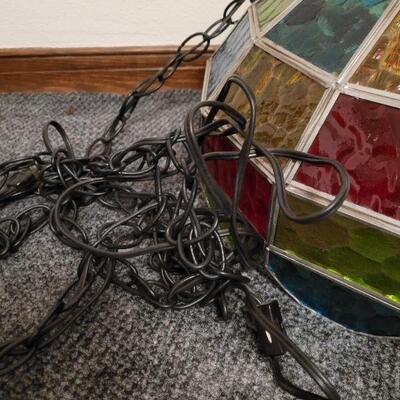 Lot 930: Mid Century Modern Multicolored Glass Hanging Light