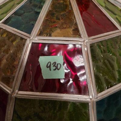 Lot 930: Mid Century Modern Multicolored Glass Hanging Light