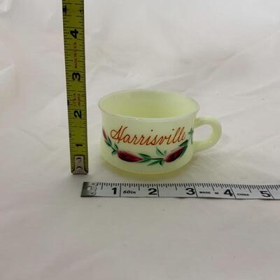 .82. ANTIQUE | Heisey Souvenir Custard Glass | Harrisville Cup