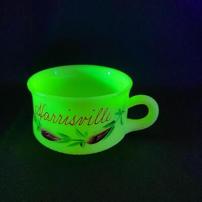.82. ANTIQUE | Heisey Souvenir Custard Glass | Harrisville Cup