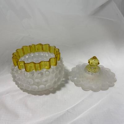 .92. ANTIQUE | Hobbs Brockunier Dew Drop Covered Sugar Dish