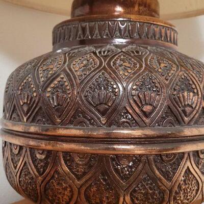 Lot 987: Vintage Copper Glaze Ceramic Table Lamp by HOUSE OF LAMPS (shade defect) 
