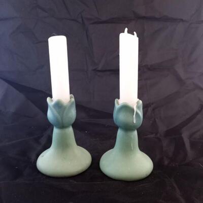 Green Candle Holders