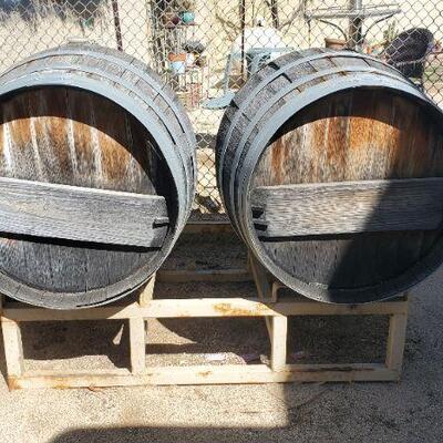 Pair Of Wine Barrels And Holder