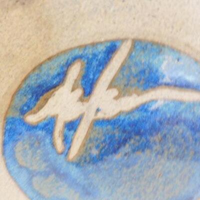 Hand Crafted Studio Art Blue Pottery Bowl Signed By Artist 15