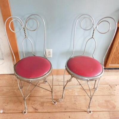 Set of Two Wire Twist Soda Fountain Chairs