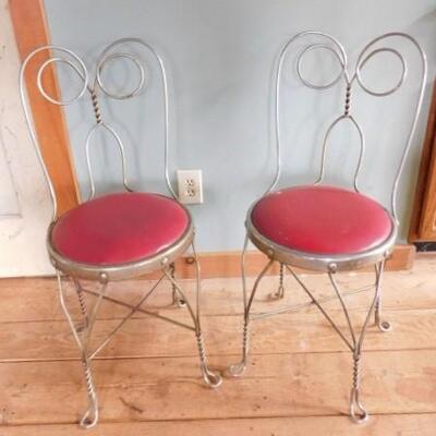 Set of Two Wire Twist Soda Fountain Chairs