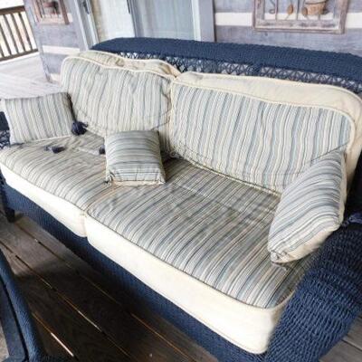 High Quality Faux Wicker Patio Couch with Sunbrella Cushions 80