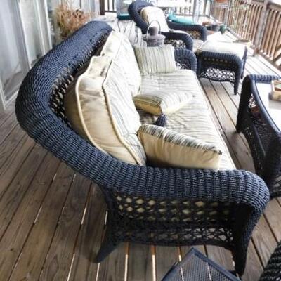 High Quality Faux Wicker Patio Couch with Sunbrella Cushions 80