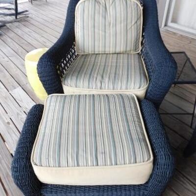 High Quality Faux Wicker Patio Chair and Ottoman with Sunbrella Cushions Choice One