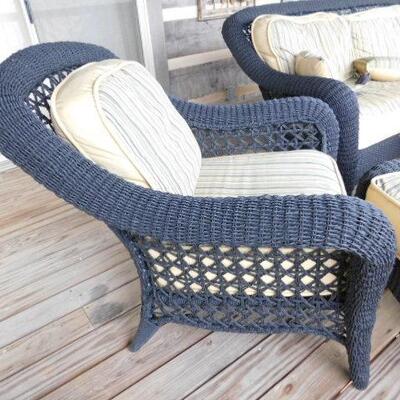 High Quality Faux Wicker Patio Chair and Ottoman with Sunbrella Cushions Choice One