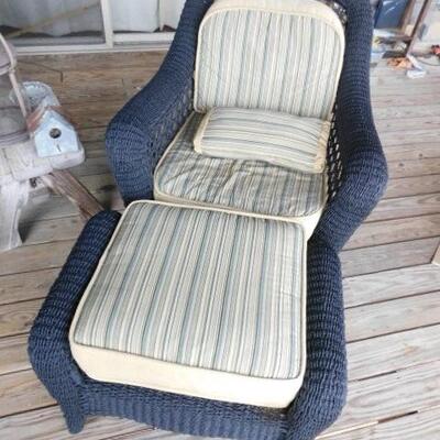 High Quality Faux Wicker Patio Chair and Ottoman with Sunbrella Cushions Choice Two