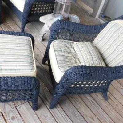 High Quality Faux Wicker Patio Chair and Ottoman with Sunbrella Cushions Choice Two