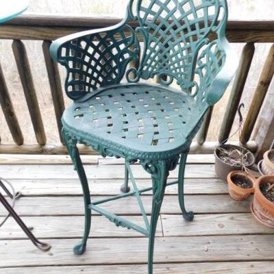 Metal and Wrought Iron Patio Pub Set with Glass Top 35