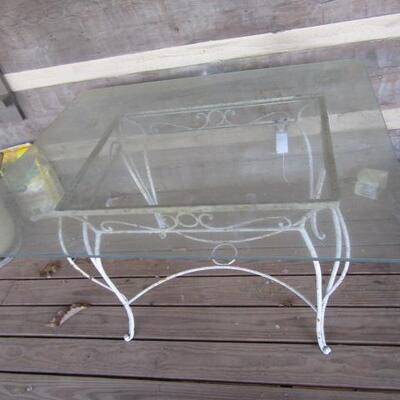 Wrought Iron Frame Glass Top Table 44