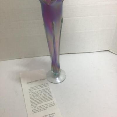S - 1165  Signed Handblown Purple Glass Vase by Ron Mynatt