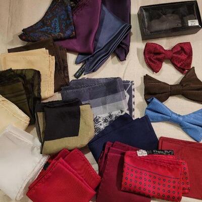 Lot 1127: Men's Silk Bow Ties & Pocket Squares 