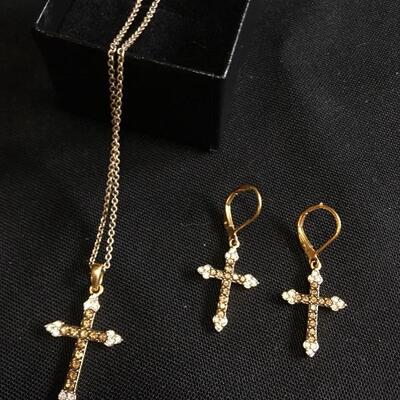 Cross Necklace and Earrings Set