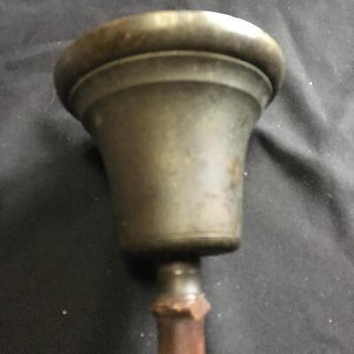 Antique Brass School Bell with Wooden Handle 