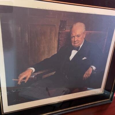 A218 Vintage Giclee of Winston Churchill by A. Pan from David Bendannâ€™s 