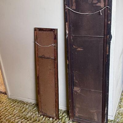 LOT 160  ANTIQUE ACCENT MIRRORS w/ART PRINTS 