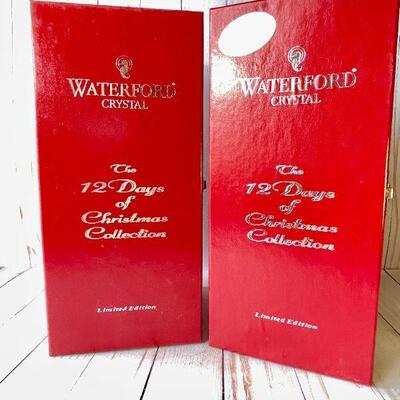 LOT 170 WATERFORD 12 DAYS OF CHRISTMAS CHAMPAGNE FLUTES ORNAMENT BOX & PAPERWORK  NO 9 & 10 JIM O'LEARY
