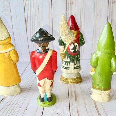 LOT 174  VAILLANCOURT SANTAS DRUMMER NEIMAN MARCUS FATHER CHRISTMAS GLITTER FOLK ART WILLIAMSBURG 