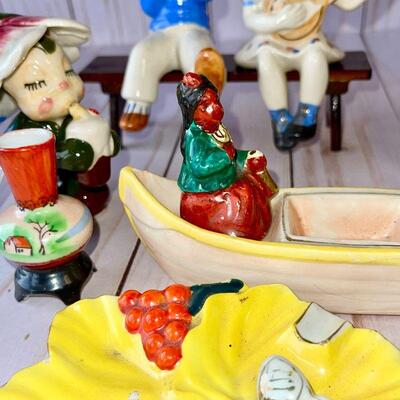LOT 183  VINTAGE OCCUPIED JAPAN GROUP CHARACTER FIGURINES SHELF SITTERS INDIANS ASIANS 