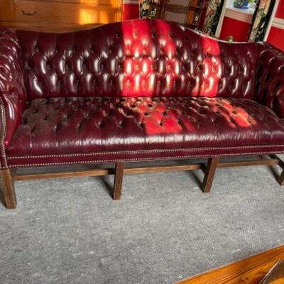 A248 Hickory Leather Chesterfield Style Sofa 