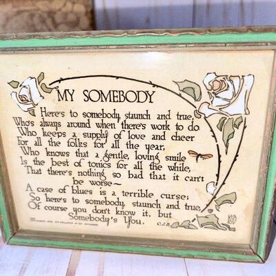 LOT 205  ANTIQUE ROMANTIC GROUP OF SENTIMENTAL DECORATIVE ITEMS BOXES POETRY ROSE