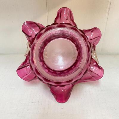 Fenton Cranberry Glass Basket / Hobnail