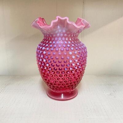 Fenton Cranberry Hobnail Vase 