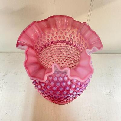 Fenton Cranberry Hobnail Vase 