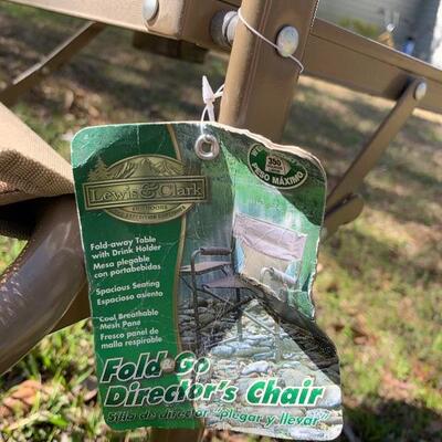 (A) Lewis and Clark Outdoor Fold and Go Directors Tan Chair