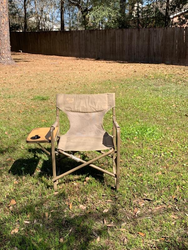 B Lewis and Clark Outdoor Fold and Go Directors Tan Chair