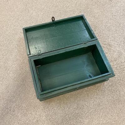 Green Painted Wood Box with Painted Top