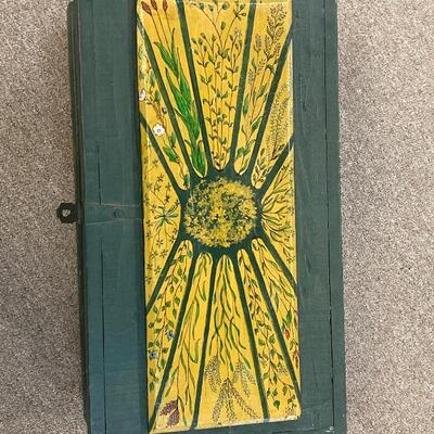 Green Painted Wood Box with Painted Top