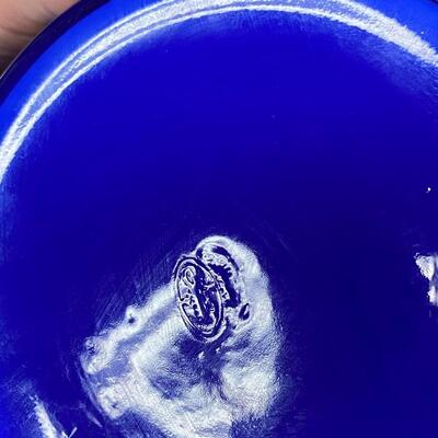 Fenton Blue Floral Pinch Vase - Signed