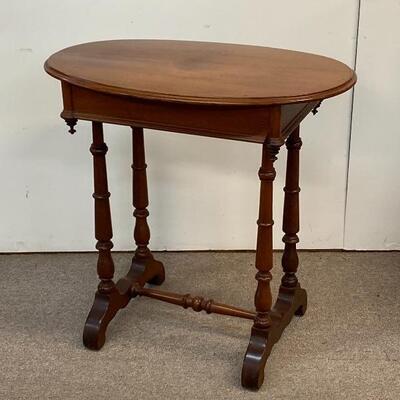 Oval Walnut Table with Drawer