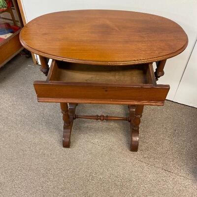 Oval Walnut Table with Drawer