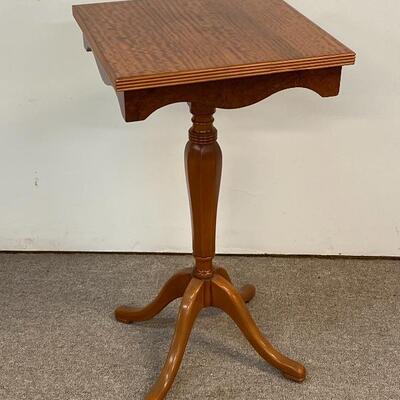 Satin Wood Burl Walnut Apron Base Lamp Table 