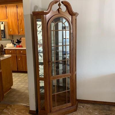 Lighted Corner Curio Cabinet with Four Glass Shelves