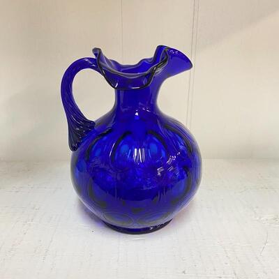 Fenton Cobalt Thumbprint Pitcher