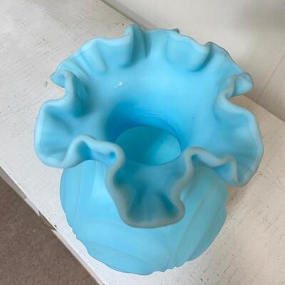 Blue Fenton Satin Glass Vase