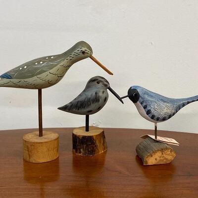 Set of 3 Solid Wood Birds 