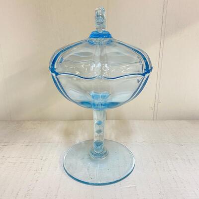 Fostoria Azure Blue Baroque Covered Jelly