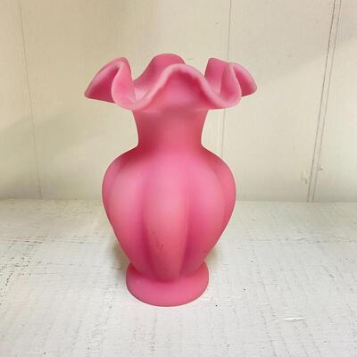 Fenton Satin Glass Cranberry Vase